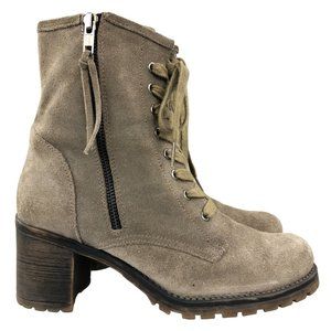 MTNG Originals Women's Size EU 40 Brown Grey High Block Heel Combat Ankle Boots